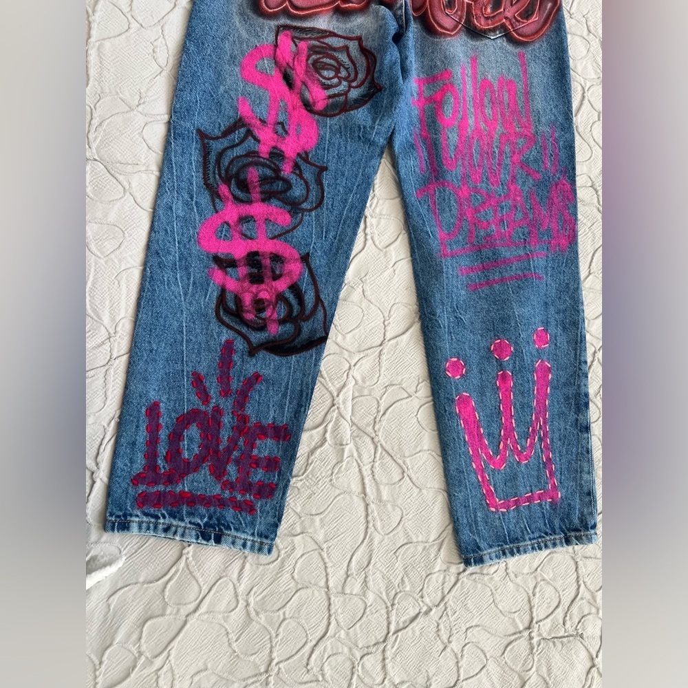 Bershka Jeans Women Barbie Design XS Check Measurements (0676) - Picture 12 of 14